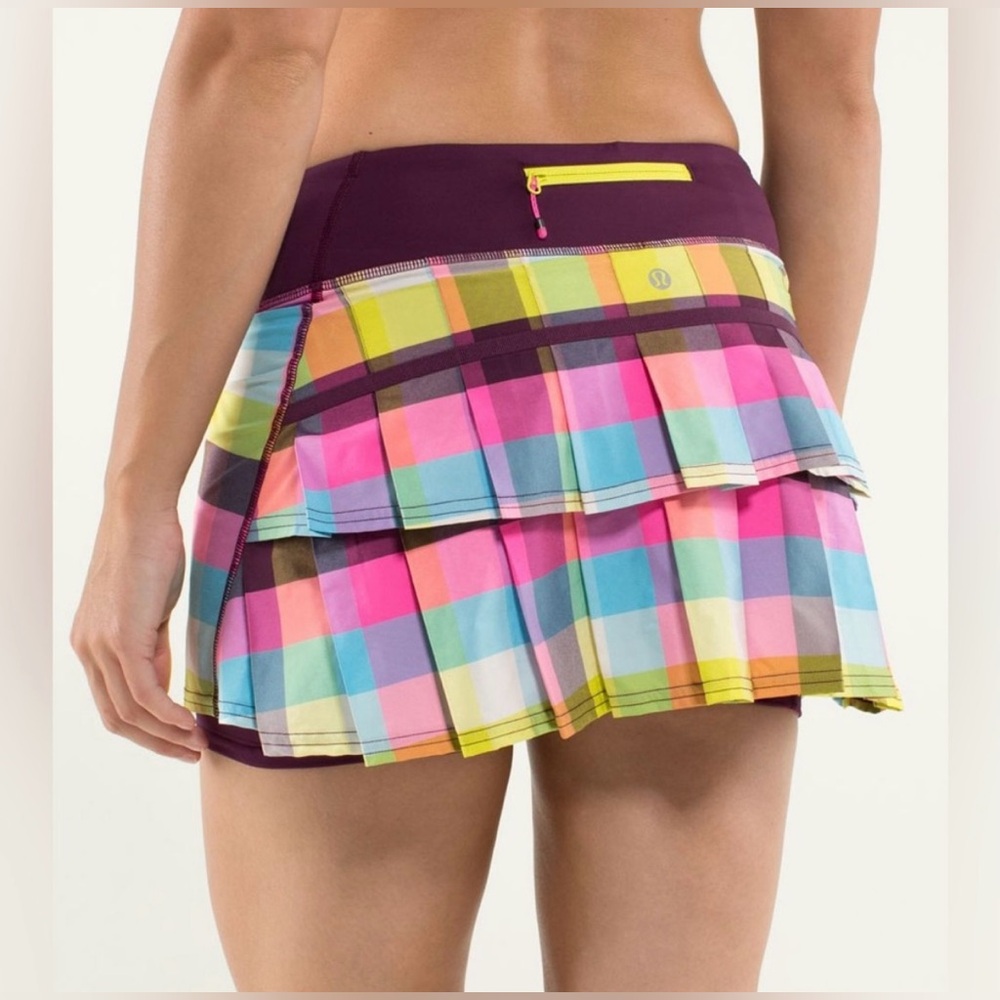 lululemon athletica Multicolor Plaid Athletic Skort with Plum Waistband - Picture 2 of 11